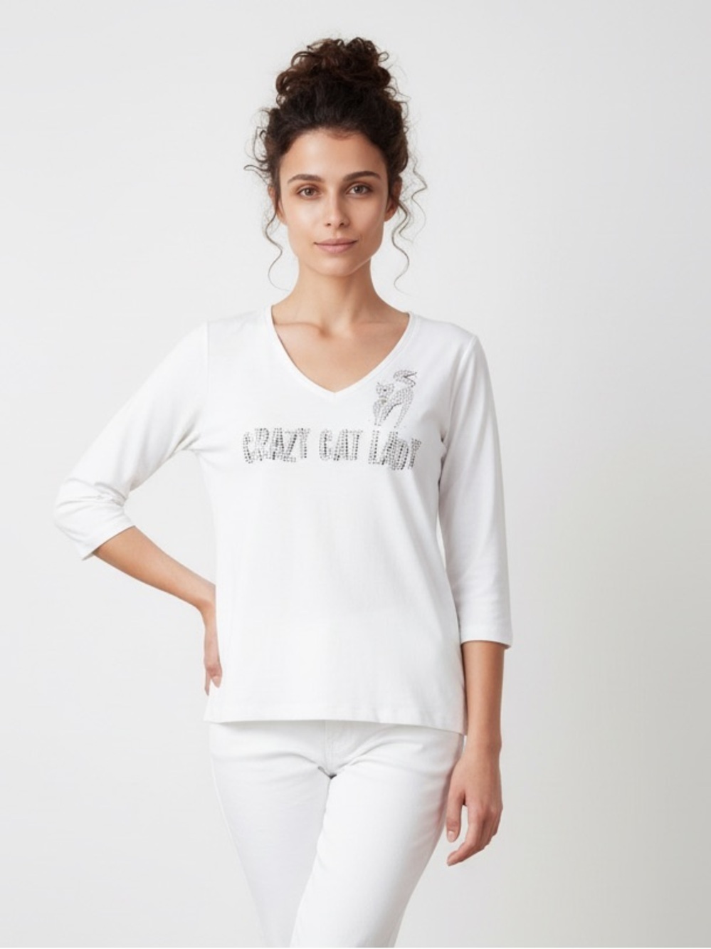 Crazy cat Lady Christine Alexander White Graphic Top | Small | Funny Top